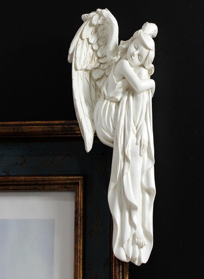 JARPSIRY Sleeping Angel Statue Door Corner Decor, 6.3 Inch Tall Resin Guardian Angel Figurine Edge Sculpture for Home Window Cabinet Ornaments (Right) - Image 1